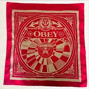 OBEY Fidelity Shepard Fairey Red Bandanna (21.5" x 21.5") **small